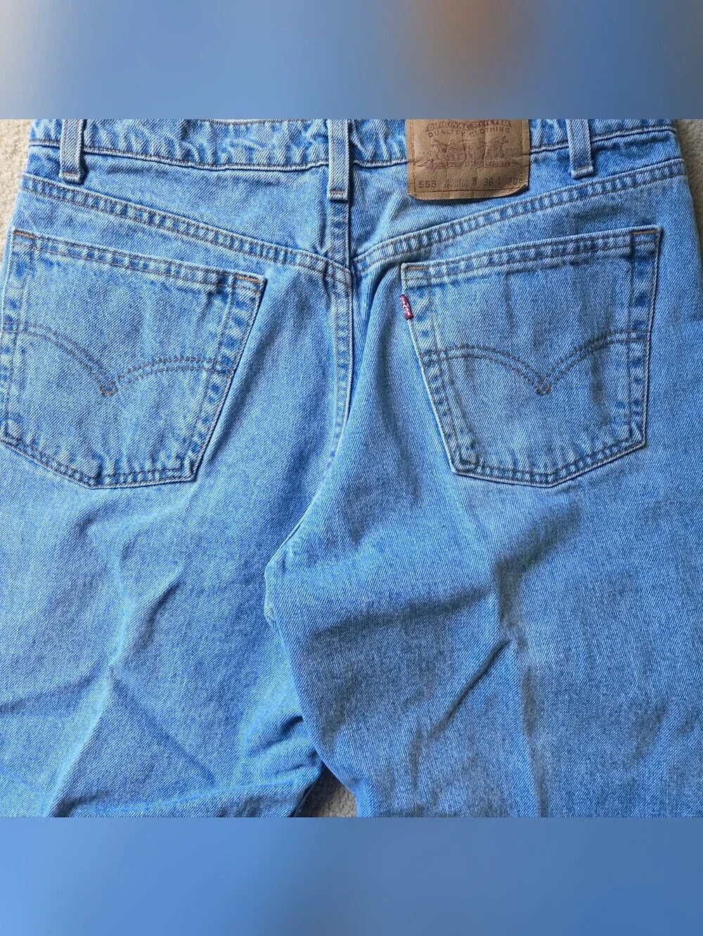 Vintage 1996 Levis 555 Men Blue Jeans Batwing Red Tab Made In The USA 36x30